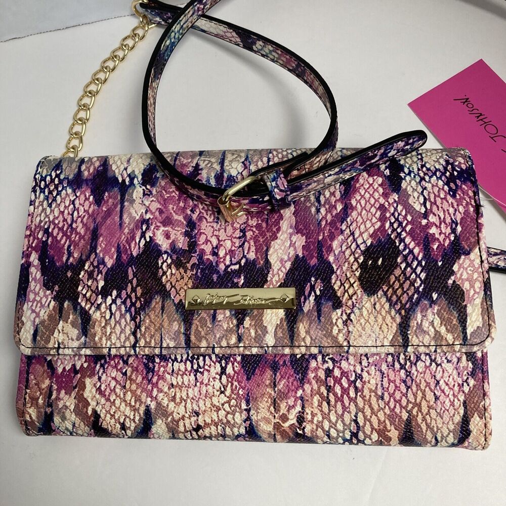 Betsey Johnson Crossbody Bag Wallet Purse Multicolor Skin XOSAM Women